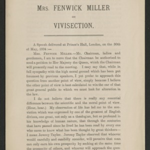 Mrs. Fenwick Miller on vivisection