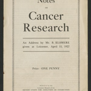 Notes on cancer research