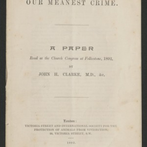 Our meanest crime: a paper read at the church congress at Folkestone, 1892