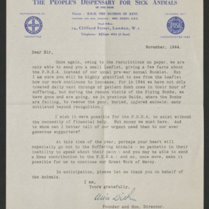 P.D.S.A. fundraising appeal, November 1944