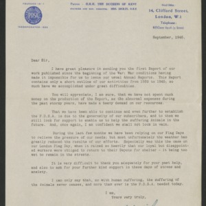 P.D.S.A. fundraising appeal, September 1946