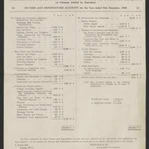 The People's Dispensary for Sick Animals of the Poor income and expenditure account for the year ended 31st December, 1945