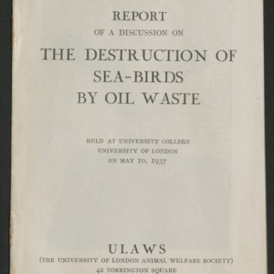 Report of a discussion on the destruction of sea-birds by oil waste
