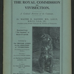 The report of the Royal Commission on Vivisection