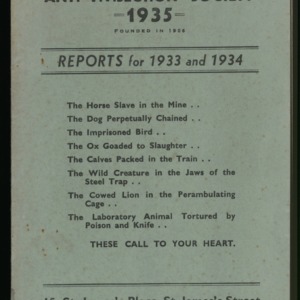 The Animal Defence and Anti-Vivisection Society reports for 1933 and 1934