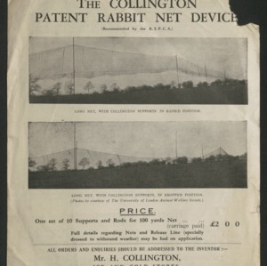 The Collington patent rabbit net device