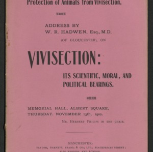 Vivisection: its scientific, moral, and political bearings