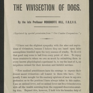 The vivisection of dogs