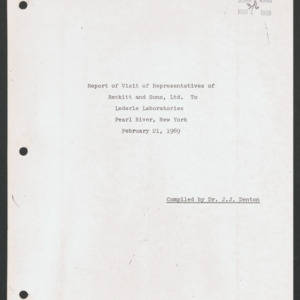 Report of Visit of Representatives of Reckitt and Sons, Ltd. to Lederle Laboratories, Pearl River, New York, 21 Feb, 1969