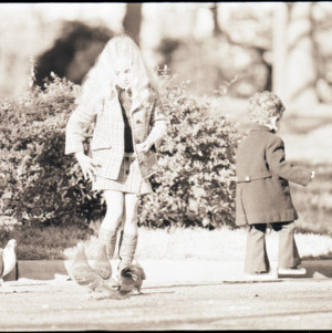 Children with pigeons, circa 1969-1975