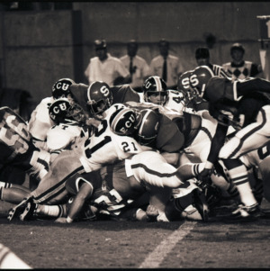 Football players at NC State versus East Carolina game, 1973