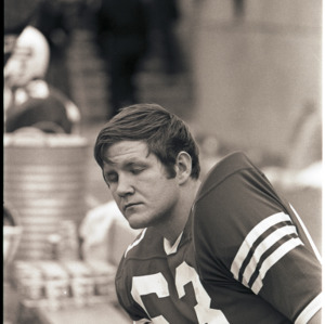 Football player at NC State versus Florida State game, circa 1969-1975