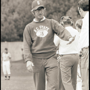 Football coaches at NC State versus Indiana game, October 4, 1975