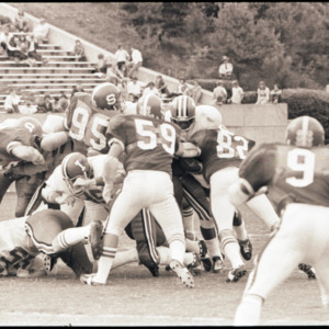 Football players at NC State versus Indiana game, October 4, 1975