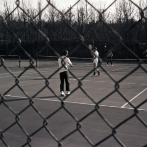 Tennis practice, circa 1969 - 1975