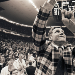 Cutting down net after NCAA championship win, March 5 1974
