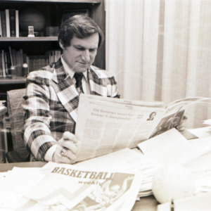 Dean Smith in his office, circa 1969 - 1975