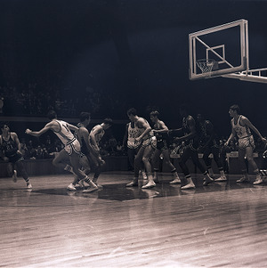 Basketball players at NC State vs. Atlantic Christian game, circa 1969