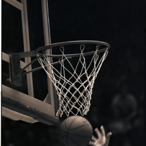 Basketball net at NC State versus Duke game, circa 1972-1975