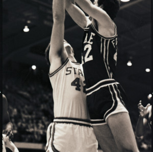 Basketball players at NC State versus Duke game, circa 1972-1975