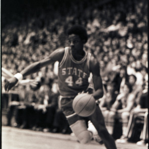 Basketball player at NC State versus Duke game, circa 1972-1975