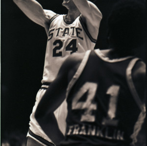 Basketball players at NC State versus East Carolina game, circa 1973-1974