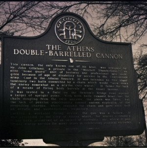 Athens Double-Barreled Cannon Historical Marker, circa 1969-1975