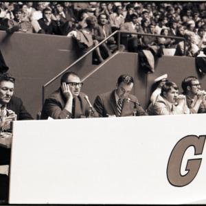 Announcers at NC State versus Georgia basketball game, circa 1972-1973