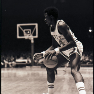 Basketball player at NC State versus Georgia game, circa 1973-1974