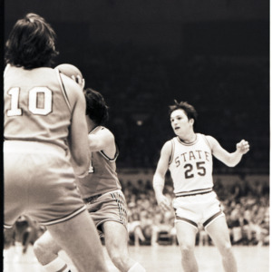 Basketball players at NC State versus Georgia Tech game, circa 1972-1975