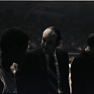 Maryland basketball coach Lefty Driesell, coach, and player at NC State versus Maryland game, circa 1969-1975