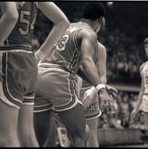 Basketball players at NC State versus Maryland game, circa 1969-1975