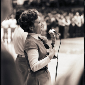 Anthem singer at NC State versus Maryland basketball game, circa 1972-1975