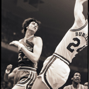 Basketball players at NC State versus Maryland ACC title game, 1973