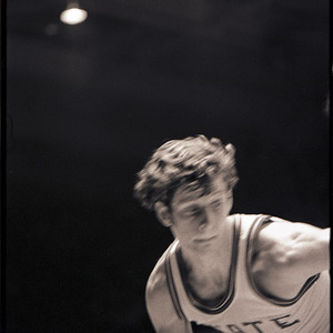 Basketball player at NC State versus Pittsburgh game, January 22, 1972
