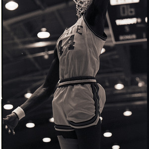 Basketball player at NC State versus UNC-Chapel Hill game, circa 1969-1975