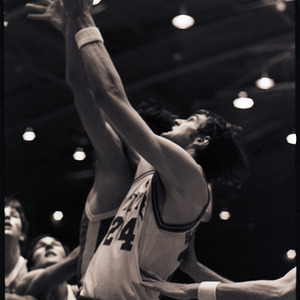 Basketball players at NC State versus UNC-Chapel Hill game, circa 1969-1975