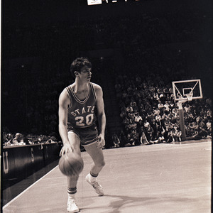 Basketball player at NC State versus University of South Carolina game, circa 1969