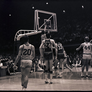 Basketball players at NC State versus University of South Carolina game, 1970 or 1971