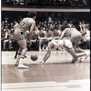 Basketball players at NC State versus Virginia game, circa 1972