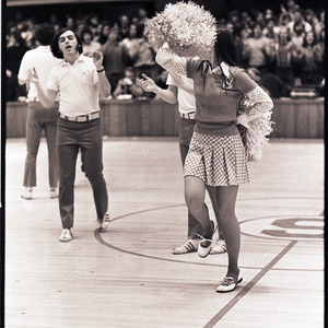 Cheerleaders at NC State versus Virginia basketball game, circa 1972-1975