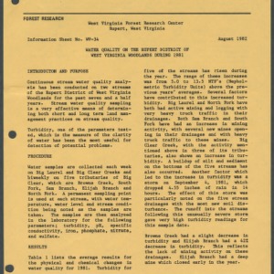 Water Quality on the Rupert District of West Virginia Woodlands During 1981 (West Virginia Forest Research Center, Information Sheet No. WV-34)