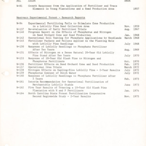 Fertilization - Lists of Research News and Notes, Research Reports and Information Sheets from 1957-1980, 1981