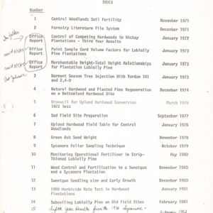 Research Reports Index from 1971-1985 (Central Research Center)