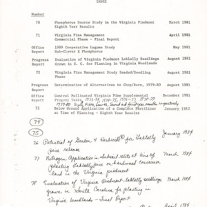 Research Reports Index from 1973-1984 (Charlottesville Research Center)