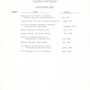 Office Reports Index from 1977-1982 (South Carolina Research Center)