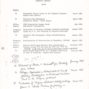 Research Reports Index from 1981-1984 (Charlottesville Research Center)
