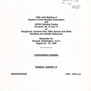 1990 Joint Meeting of Western Forest Genetics Association and IUFRO Working Parties - Conference Agenda, 1990 (Appendix A)