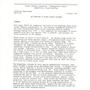 An Overview of Black Locust Culture, 1991 (TM-91-26)
