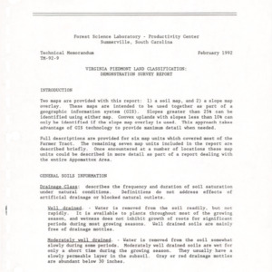 Virginia Piedmont Land Classification: Demonstration Survey Report, 1992 ( TM-92-9)